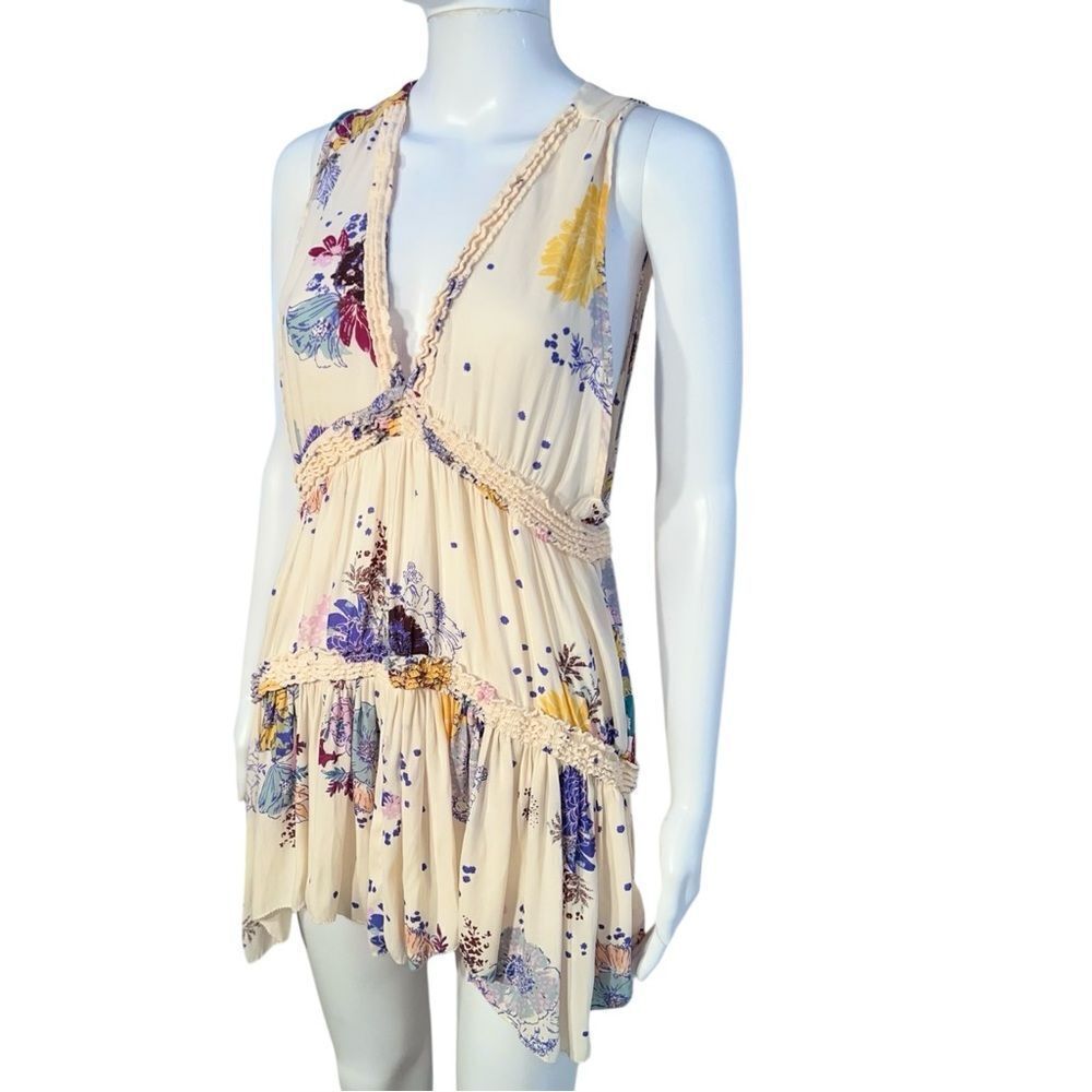 Free People Cream Floral Tunic